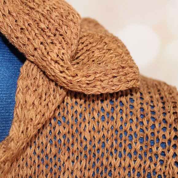 Y2K J.J. Basics Women's Brown Hooded Deep V-Neck Tunic Sweater Size M - Picture 4 of 10